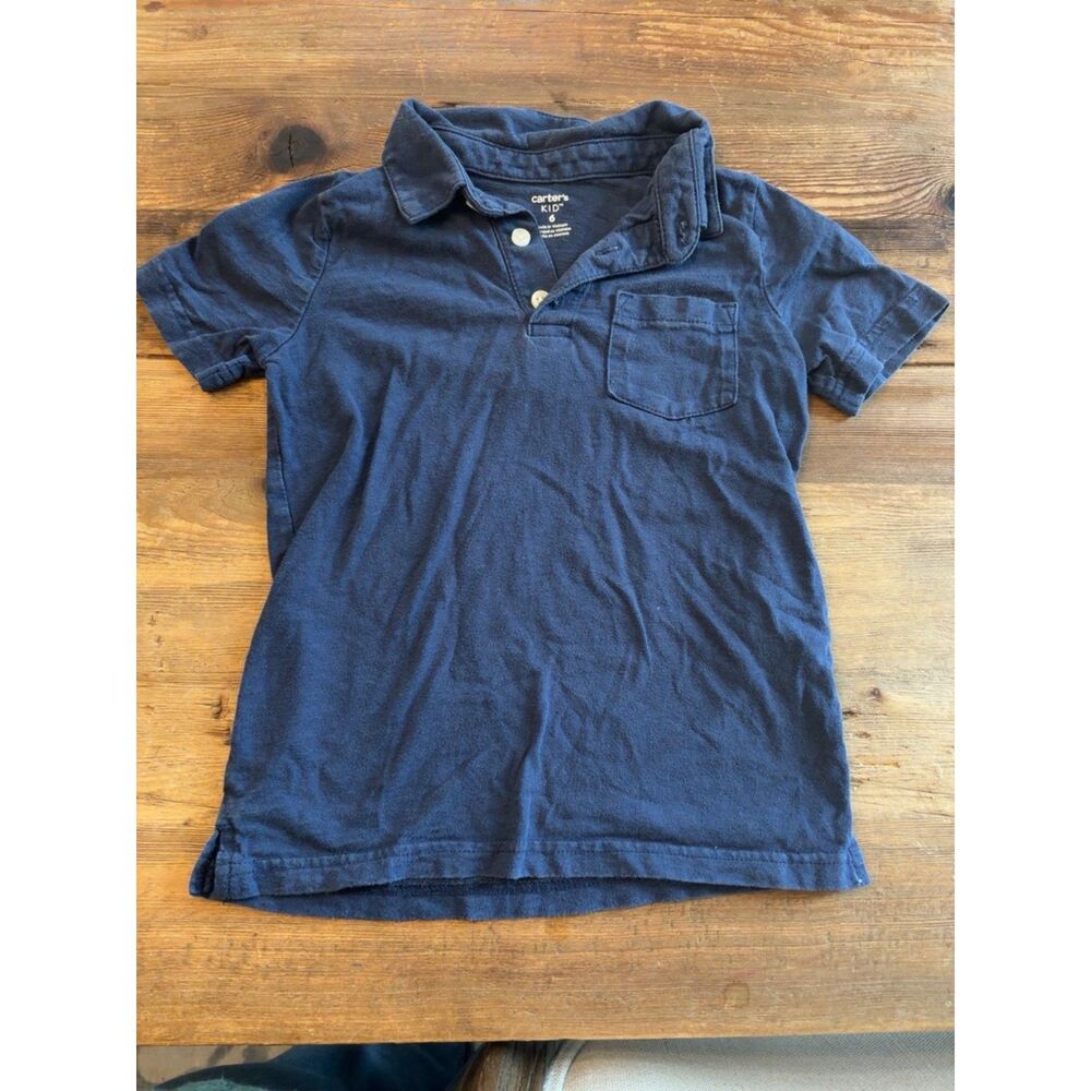 Carter's Boys Navy Blue Pocket Polo Shirt Size 6 Short Sleeve 100% Cotton